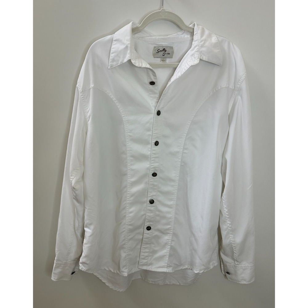 Scully Western Button Up Shirt Star Button Long Sleeve Large Country Mens White - Picture 10 of 15